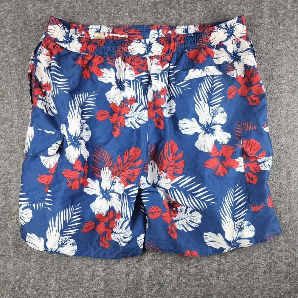 Foundry Swim Trunks Mens 3XL Blue Floral Tropical‎ Cargo Board Shorts